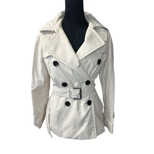 Coach Porcelain Solid Short Trench Coat Jacket Double Breasted S/P